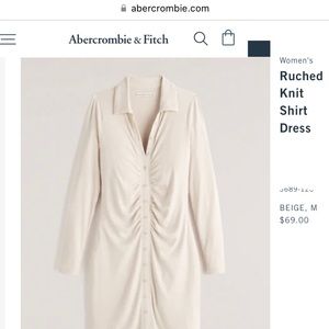 Abercrombie & Fitch Ruched Knit Shirt Dress, sz M! NWOT